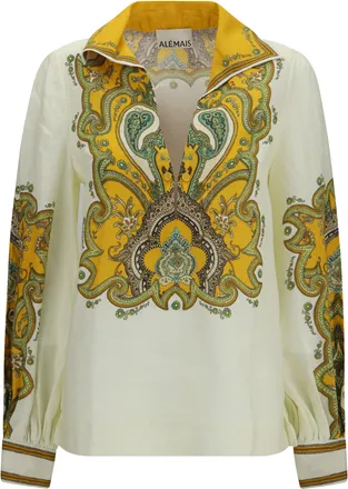 Alemais Womens Shirt Porter Linen Cream Top