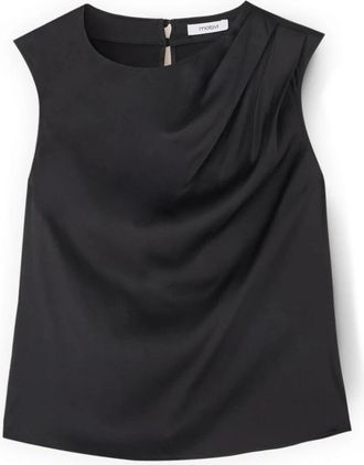 Motivi Satijnen top met asymmetrische draperie - Dames - Tops zonder mouwen - Zwart - 2XS - Satijn - Tops