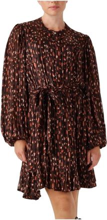 Notre-V Bruine Mini Jurk Nv-Gwen Stijl - Dames - Korte kleedjes - Bruin - XS - Kleedjes