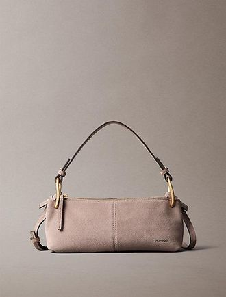 Calvin Klein Bolso De Hombro Peque&ntilde;o Suave De Mezcla De Ante Y Piel