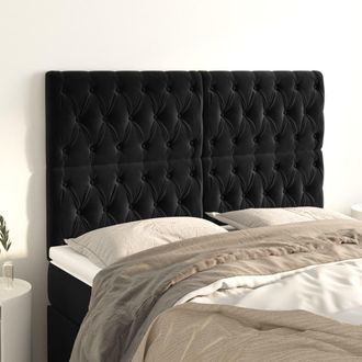 vidaXL Cabeceros 4 Unidades Terciopelo Negro 72x7x78/88 Cm Vidaxl