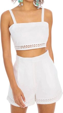 Allison New York Elodie Linen Crop Top In White
