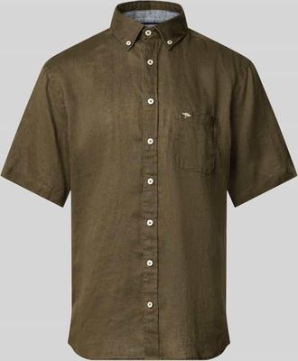 Fynch-Hatton Fynch-Hatton Regular Fit Leinenhemd mit Button-Down-Kragen in Oliv, Gr&ouml;&szlig;e 3XL