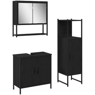 vidaXL Juego De Muebles De Ba&ntilde;o 3 Pcs Negro 33 X 33 X 102.5 Cm Vidaxl