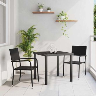vidaXL Conjunto De Comedor De Jard&iacute;n 3 Pcs Negro Polirat&aacute;n Vidaxl
