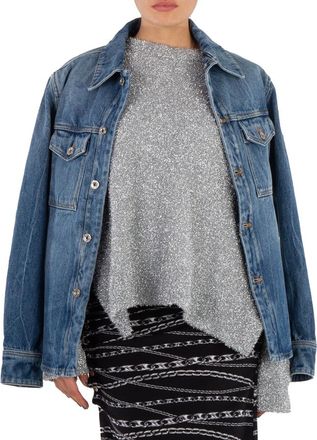 Paco Rabanne Ladies Denim Stone Denim Shirt With 1969 Metal Discs Details, Brand Size 36 (US Size 4)