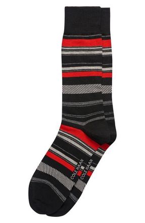 Cole Haan Stripe Dress Socks in Black at Nordstrom