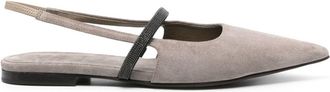 Brunello Cucinelli suede slingback ballerinas - women - Suede - 38 - Grey