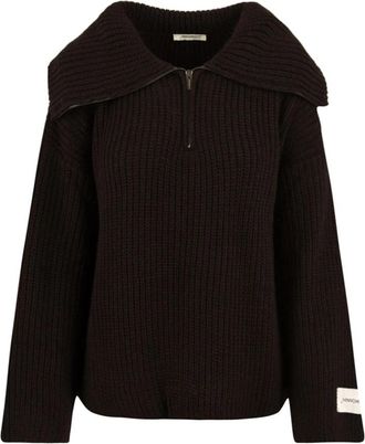 Hinnominate Pearl Half Zip Sweater - Dames - V-hals truien - Bruin - XS - Truien & Vesten