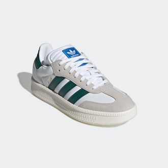 adidas Sneaker ADIDAS ORIGINALS SAMBA XLG, Damen, Gr. 38,5, weiss (cloud wei&szlig;, collegiate gr&uuml;n, sanftes wei&szlig;), Leder, Schuhe Sneaker, mit erh&ouml;hter Sohle und 