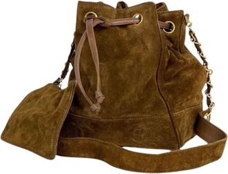 Chanel Pre-owned Bucket Bags, female, Brown, Size: ONE SIZE Pre-owned Suede Shoulder Bag