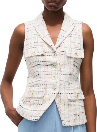 Veronica Beard Benny Vest In Off-White Multi