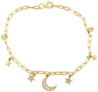 Effy Diamond Moon & Star Charm Bracelet in Gold at Nordstrom Rack, Size 7.5