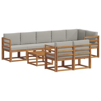 vidaXL Conjunto De Sof&aacute;s De Exterior 9 Pcs Gris Natural Y Claro Vidaxl
