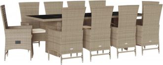 vidaXL Set Comedor De Jard&iacute;n 11 Pzas Con Cojines Rat&aacute;n Sint&eacute;tico Beige Vidaxl