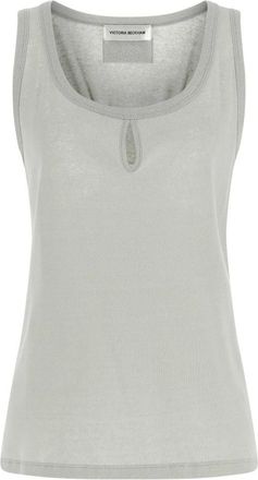 Victoria Beckham Split Tank Top - Dames - Tops zonder mouwen - Grijs - M - Katoen - Tops