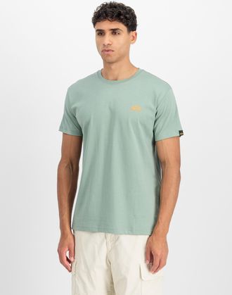 Alpha Industries Rundhalsshirt ALPHA INDUSTRIES BASIC T SMALL LOGO, Herren, Gr. XL, frost gr&uuml;n, Single Jersey, Obermaterial: 100% Baumwolle, bedruckt, schmal normal, R