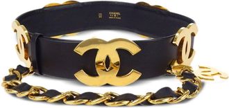 Chanel 1993 CC chain-link leather belt - women - Lambskin/Gold Plated - One Size - Black