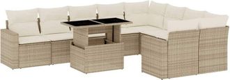 vidaXL Juego De Sof&aacute;s Jard&iacute;n Con Cojines Beige 10 Pzas Rat&aacute;n Sint&eacute;tico Vidaxl