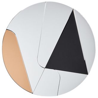 Beliani Beliani - Espejo De Pared Decorativo Redondo Sin Marco Abstracto De Cristal De Color &Oslash; 80 Cm Oro Y Negro Trouville