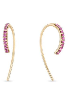 Lana Jewelry 14K Gold Pink Sapphire Hooked on Hoops Earrings in 14K Yellow Gold at Nordstrom