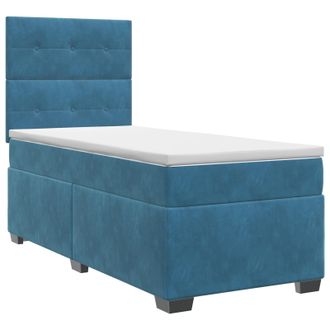 vidaXL Letto Box Spring Con Materasso Blu 90 X 190 Cm Velluto Vidaxl
