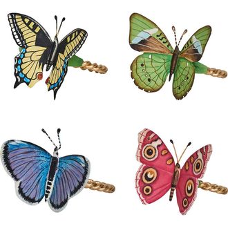Juliska Meadow Walk Butterfly Set of 4 Napkin Rings in Multi at Nordstrom