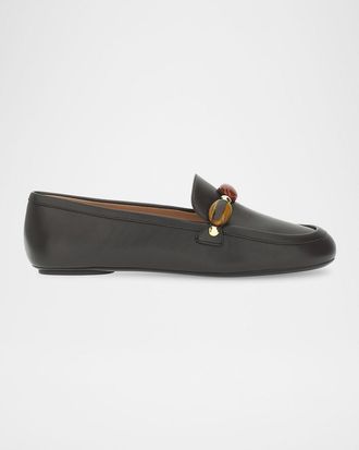 Gianvito Rossi Beaded Leather Loafers
