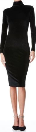 Alice & Olivia Delora Velvet Tassel Back Midi Dress In Black