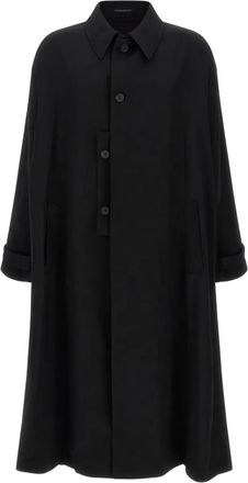 Yohji Yamamoto Cappotto in lana con bottoni - Nero