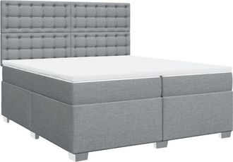 vidaXL Cama Box Spring Con Colch&oacute;n Tela Gris Claro 200x200 Cm Vidaxl
