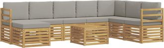 vidaXL Conjunto De Sof&aacute;s De Exterior 9 Uds. Blanco Y Gris Claro Vidaxl