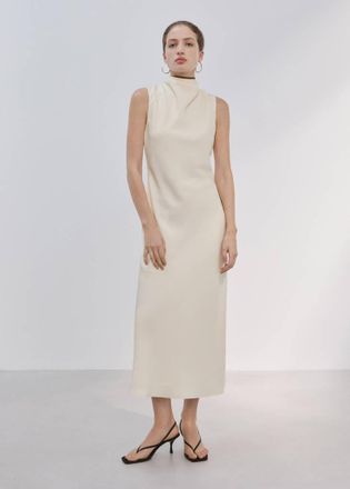 Mango Vestito dettaglio foulard vaniglia - Donna - S - MANGO