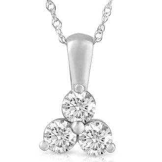 Pompeii3 1Ct Diamond Three Stone Pendant in 14k White Yellow Rose Gold Lab Grown Necklace