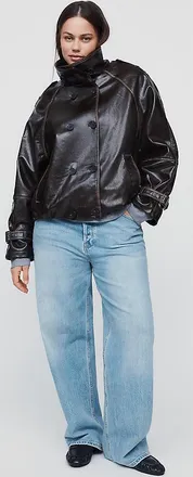 Pilcro Washed Faux Leather Jacket