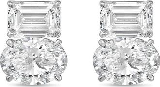 Diana M. Jewels 14kt white gold 7.00 cts emerald and oval diamond earrings