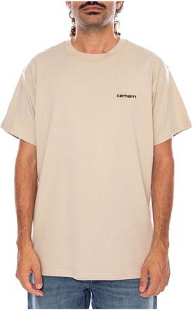 Carhartt Work in Progress S/S Script Embroidery T-Shirt - Heren - T-shirts - Beige - S - Katoen - Tops