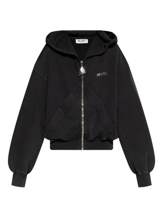 The Attico front-zip cotton hoodie - Black