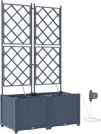 vidaXL Garden Planters Grey 80 x 40 x 142 cm Steel Vidaxl