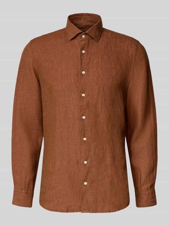 Seidensticker Slim Fit Business-Hemd aus Leinen mit Kentkragen in Rostrot, Gr&ouml;&szlig;e 38