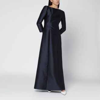 Alberta Ferretti Alberta Ferretti Langes blaues Mikado-Kleid aus Seidenmischung