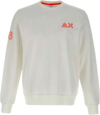 Sun 68 Felpa in cotone con logo ricamato - Bianco