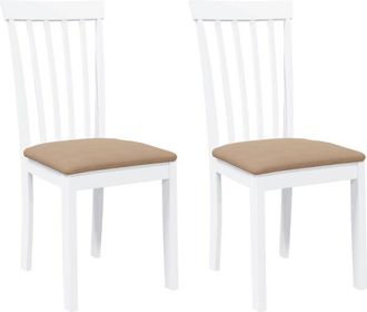 vidaXL Vidaxl - Sillas De Comedor Con Cojines 2uds Madera Maciza Blanco Caucho