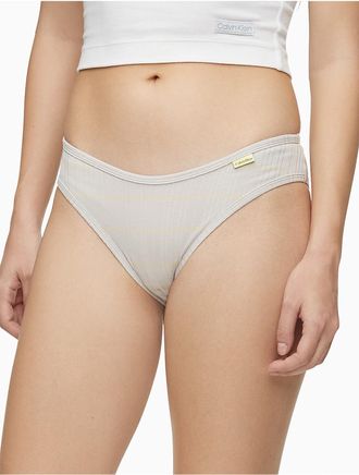 Calvin Klein Womens Ribbed Thong - Grey - XS