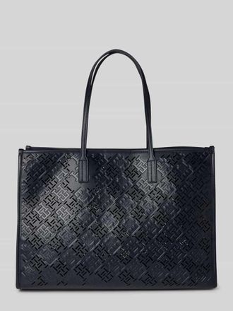 Tommy Hilfiger Tote Bag mit gestanztem Monogramm-Muster in Marine, Gr&ouml;&szlig;e 1