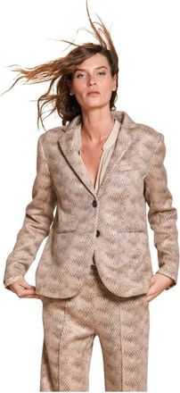 Mason's Jassen, Dames, Beige, S, Polyester, Lurex Jersey Dames Blazer