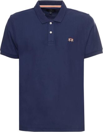 La Martina Gebreid Katoenen Poloshirt - Heren - Polos - Blauw - 3XL - Katoen - Tops