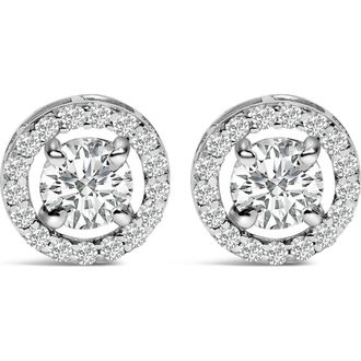 House of Brilliance Mens 14K White Gold 1 3/4 Cttw Lab Grown Diamond Halo Cufflink at Nordstrom