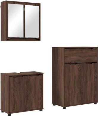 vidaXL Juego de muebles de baño con cajón con rueda 3 pcs Roble Marrón vidaXL