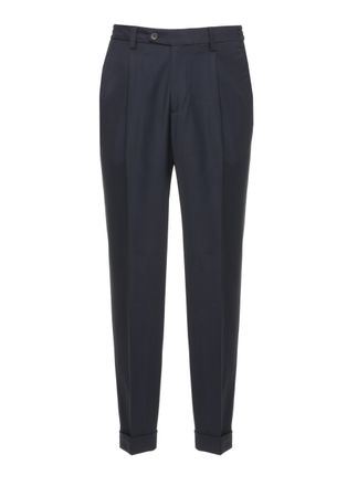 Devore Incipit Blue Tailored Wool Straight-Leg Pants